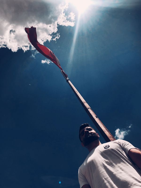 sky,clouds,men,Turkey,flag,beard