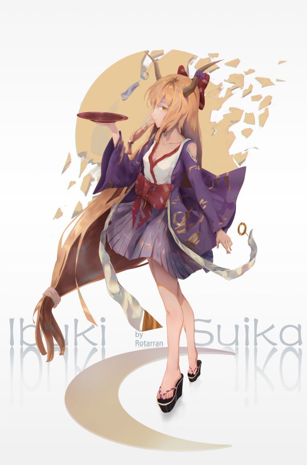 Rotarran,artwork,animemeisjes,Touhou,blond,hoorns