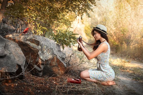 women,model,Dima Begma,dress,women outdoors,hat