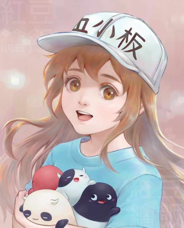 Meninas anime,Hataraku Saibou,Peitos pequenos,Loli,white hat,boca aberta