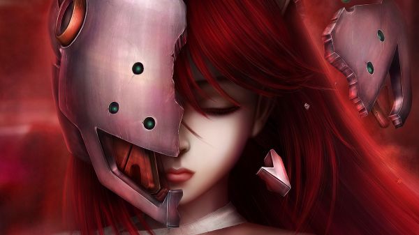 аниме,Elfen Lied,Люси Elfen Lied,аниме момичета,червени очи,затворени очи