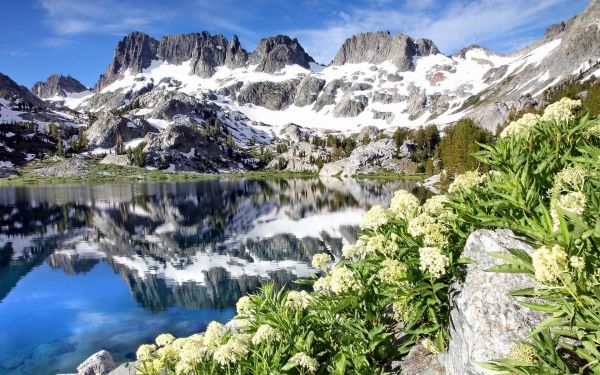 paysage,Montagnes,Lac,réflexion,parc,Roche