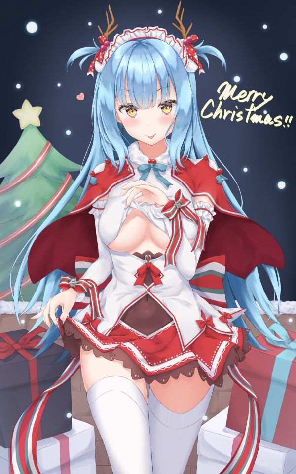 Anime girls,Santa kostümü,Noel ağacı,Uyluk tepeleri