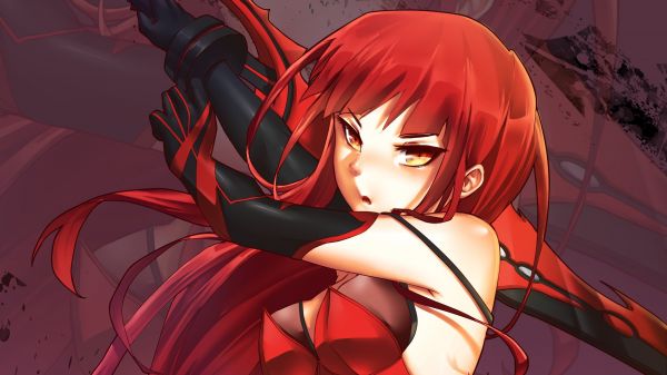 ilustração, Ruiva, Anime, Meninas anime, vermelho, Fantasia arte