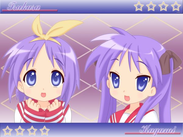 Lucky Star,Hiiragi Kagami,Hiiragi Tsukasa,meisjes,sterren,schattig