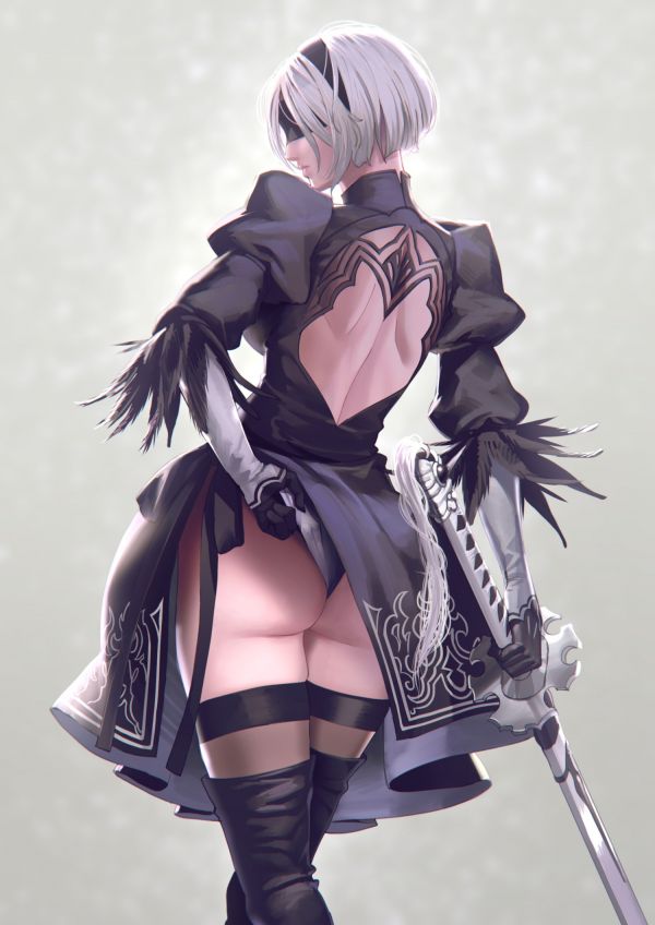 vestir,calcinhas,espada,bunda,Nier Automata,Coxas