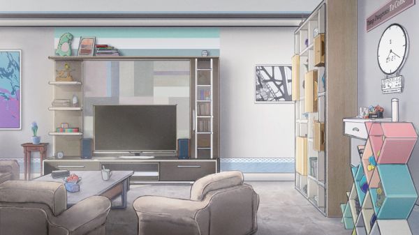 digitale kunst,binnenshuis,anime,kamer,woonkamers,huis