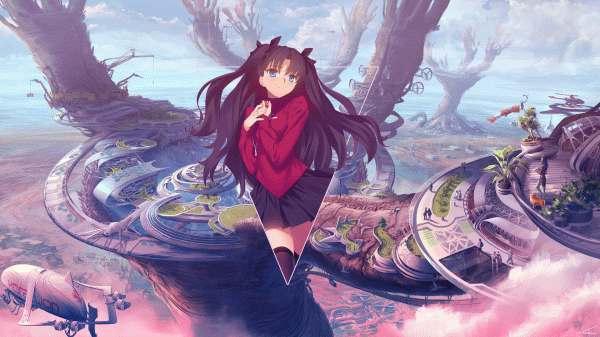 anime,anime girls,anime landscape,Tohsaka Rin,Fate Stay Night,city