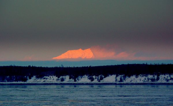 solnedgang, hav, speilbilde, snø, vinter, soloppgang