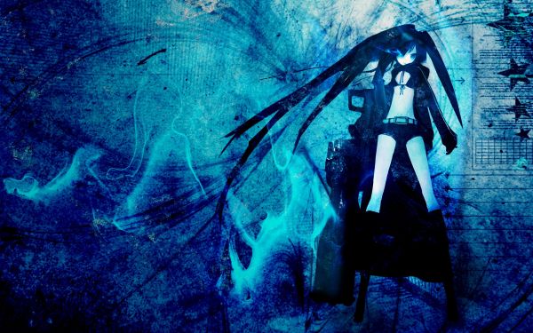 anime, anime girls, twintails, Black Rock Shooter, blue, underwater