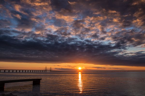 auringonlasku, meri, taivas, silta, pilvi, Aurinko