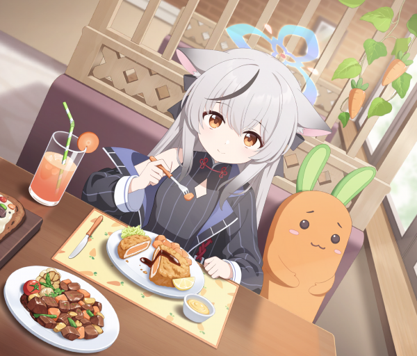 アニメの女の子,Sunohara Kokona,blue archive,長い髪,ファンアート,anime food