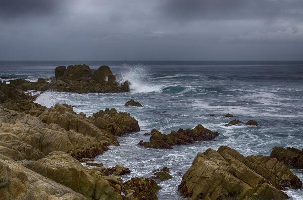 ocean,Kalifornia,Ok,zimowy,pejzaż morski,deszcz