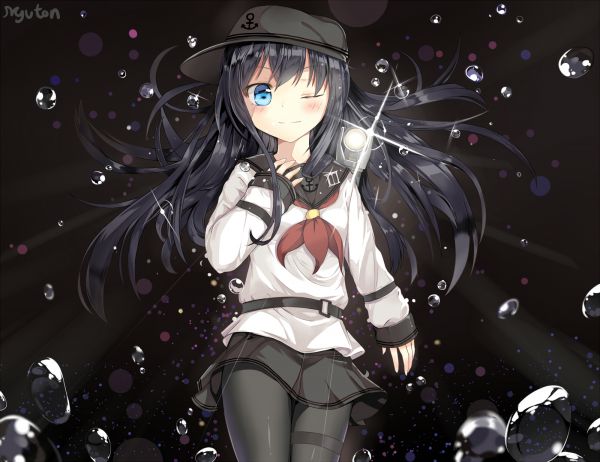 Akatsuki KanColle,loli,uniformă școlară,pantalon strâmt,Colectia Kantai,par lung