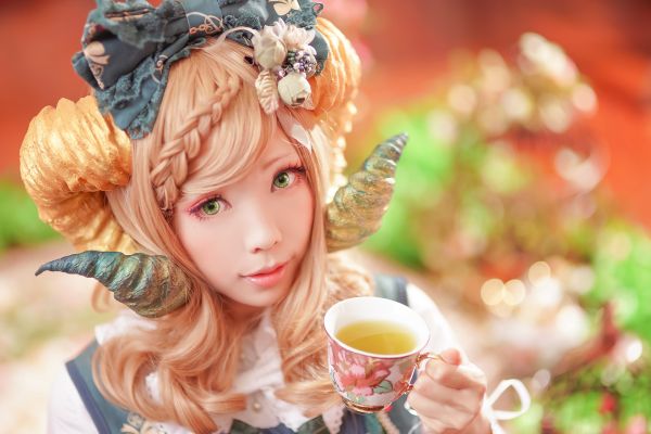 Cosplay,modelo,ojos verdes,Ropa victoriana,rubia,fiesta del té