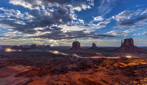 Arizona,landscape,2500x1452 px,clouds,erosion,lightning