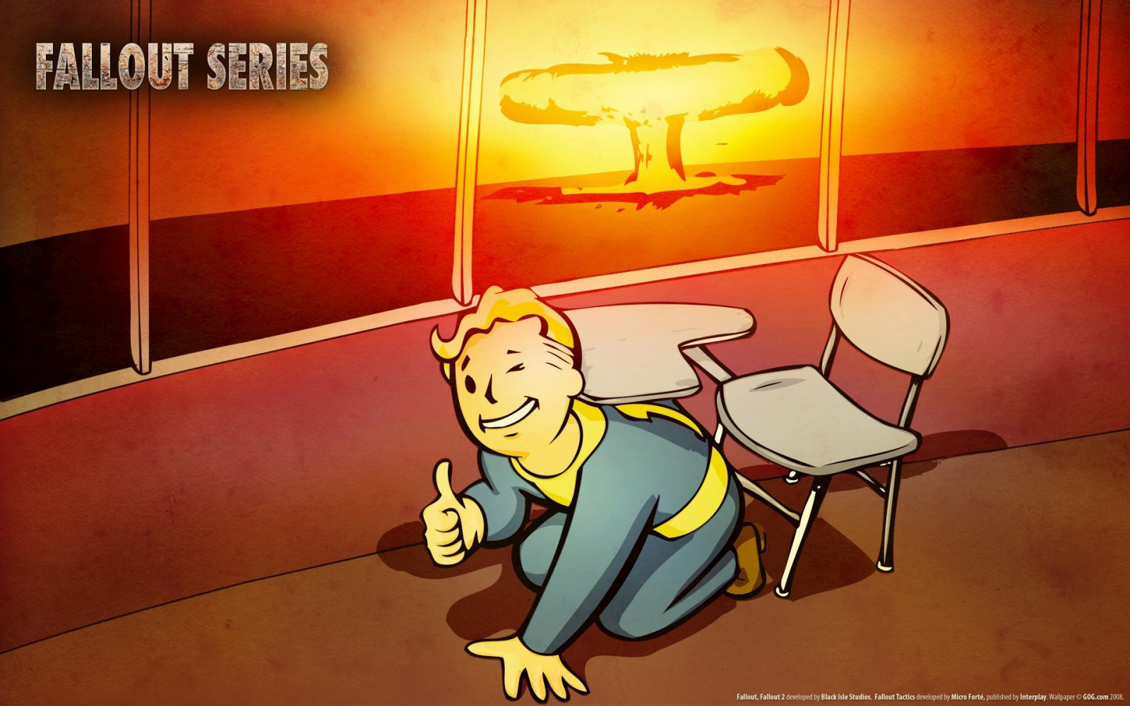 illustrasjon, tegnefilm, Falle ut, Fallout New Vegas, Vault Boy, skjermbilde