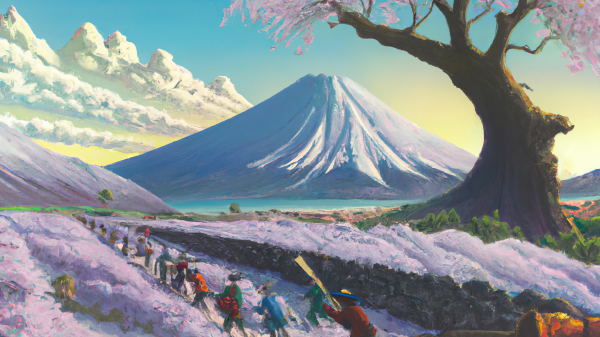 ai art,AI painting,La peinture,Japon,Mont Fuji,Montagnes