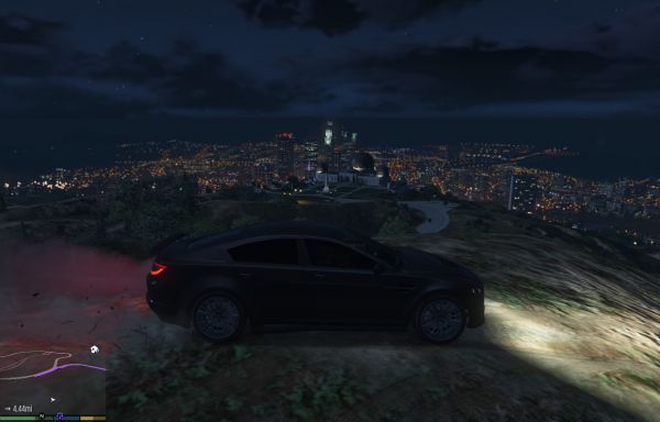 night, city, car, lights, landscape, video games