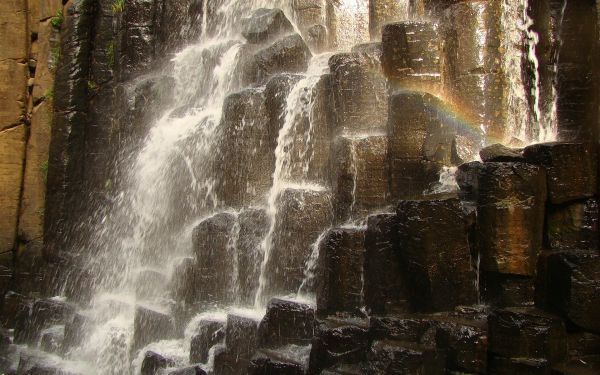 falls,stones,splashes,rainbow,rocks,noise