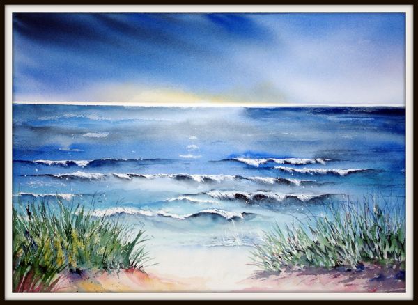 sea,costa,beach,water,strand,watercolor