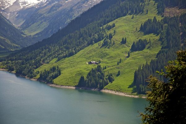 landschap, meer, natuur, rivier-, heuvel, reflectie