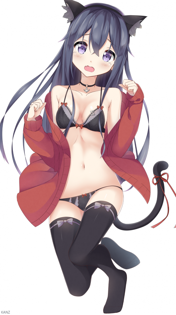 Akatsuki KanColle,Kantai Collection,animemeisjes,decollete,violette ogen,nekomimi