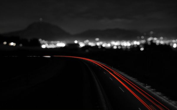 black,monochrome,night,reflection,road,photography