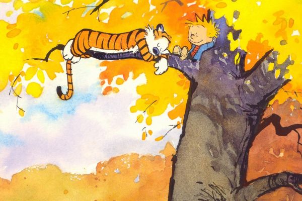 illustration,yellow,cartoon,comics,Calvin and Hobbes,mural