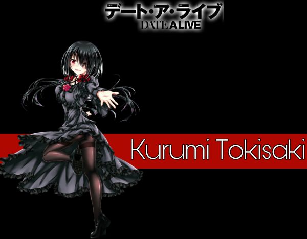 วันที่สด,ง่าย,Tokisaki Kurumi,ชุดสีดำ,ตาแดง,ผมสีดำ