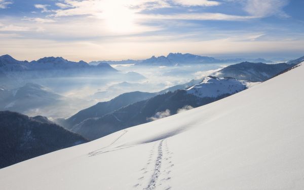 mountains,sky,snow,winter,clouds,mist