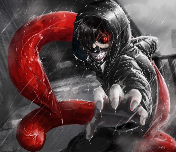 ilustrasi,Super hero,komik,merah,Kaneki Ken,Tokyo Ghoul