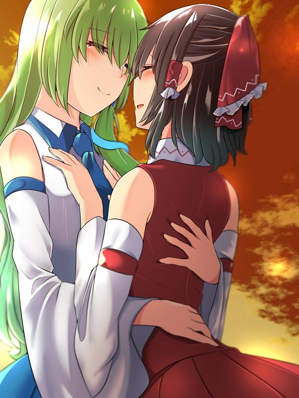 อะนิเมะ,สาวอะนิเมะ,Touhou,ผมยาว,Hakurei Reimu,Kochiya Sanae