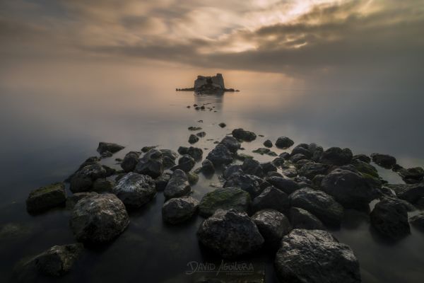 Hoàng hôn, biển, Thành phố, Bay, Nước, đá