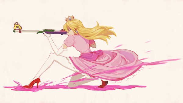 Princess Peach,Super Mario,Nintendo,animeflickor,anime girls with guns,blond