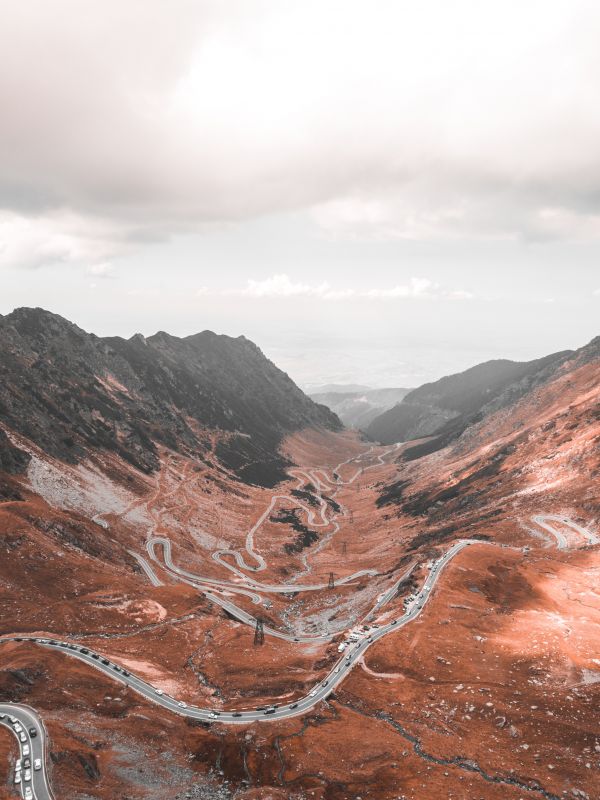 aerial view,curved,road,portrait display,mountains