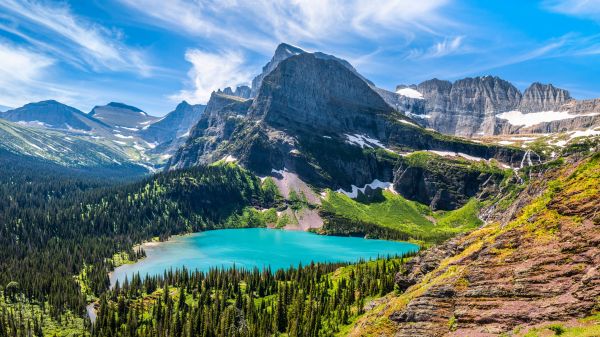 Glacier National Park,USA,Montana,landskap,natur,innsjø