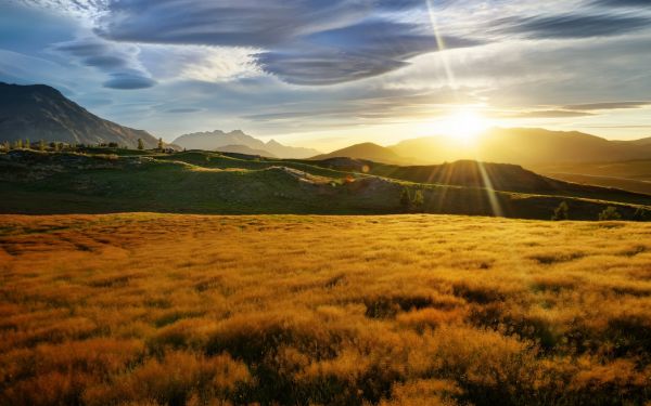 1920x1200 px, Wolken, Felder, Landschaften, Wiese, Berge