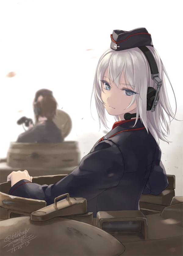 anime,animeflickor,kort hår,tecknad serie,Girls und Panzer,itsumi Erika