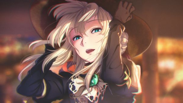 Anime cô gái,vàng,Violet Evergarden,Nón