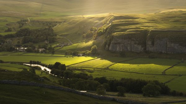 1920x1080 px,autumn,England,field,North,river