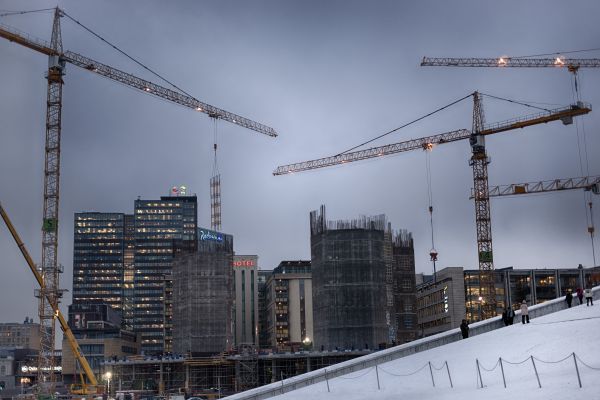 Schnee, Fahrzeug, Stadion, Menschen, Winter, Bau