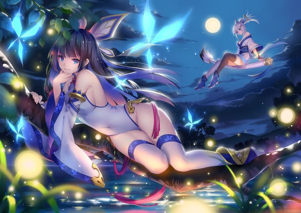 Anime,Filles anime,hauts de cuisse,illustration,Caractères originaux,mythologie