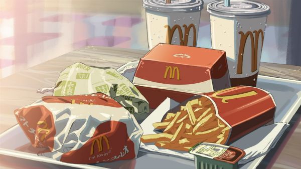 εικονογράφηση,anime,τροφή,επιδόρπιο,μάρκα,McDonalds