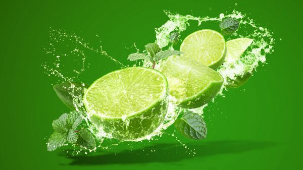 lime,spruzzi,acqua,arte digitale,frutta,minimalismo