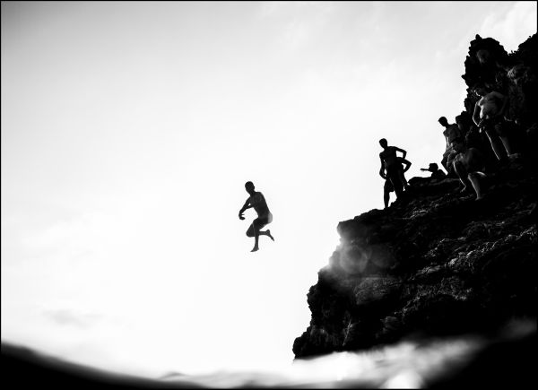 white, black, monochrome, jumping, sky, photography