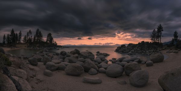 Sierra Nevada,Lake Tahoe,hory,mraky,západ slnka,jazero