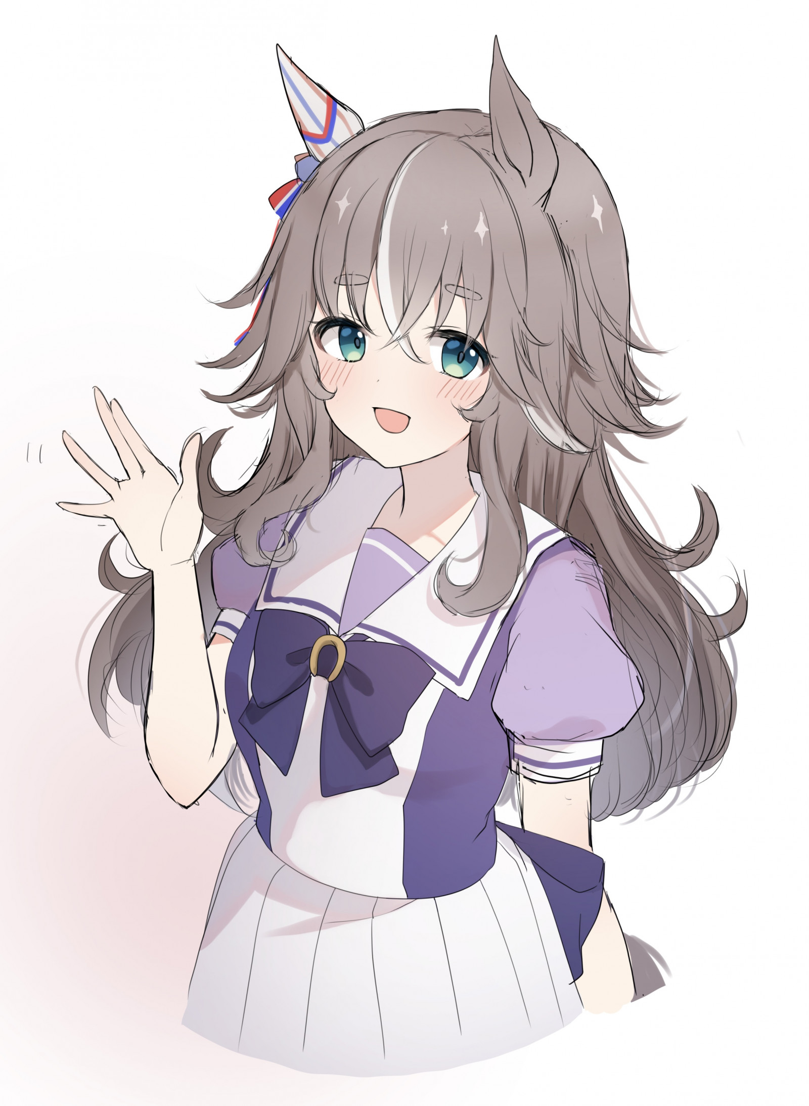 动漫, 动漫女孩, Uma Musume Pretty Derby, horse girls, 动物耳朵, Wonder Acute Uma Musume, 长发, 白发, 独奏, 艺术品, 数字艺术, 粉丝艺术