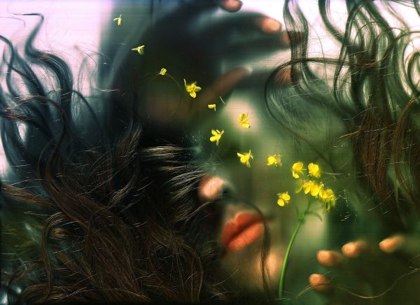 face,grass,hair,flowers,yellow,mythology