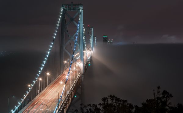 malam,jembatan,Bay Bridge,gelap